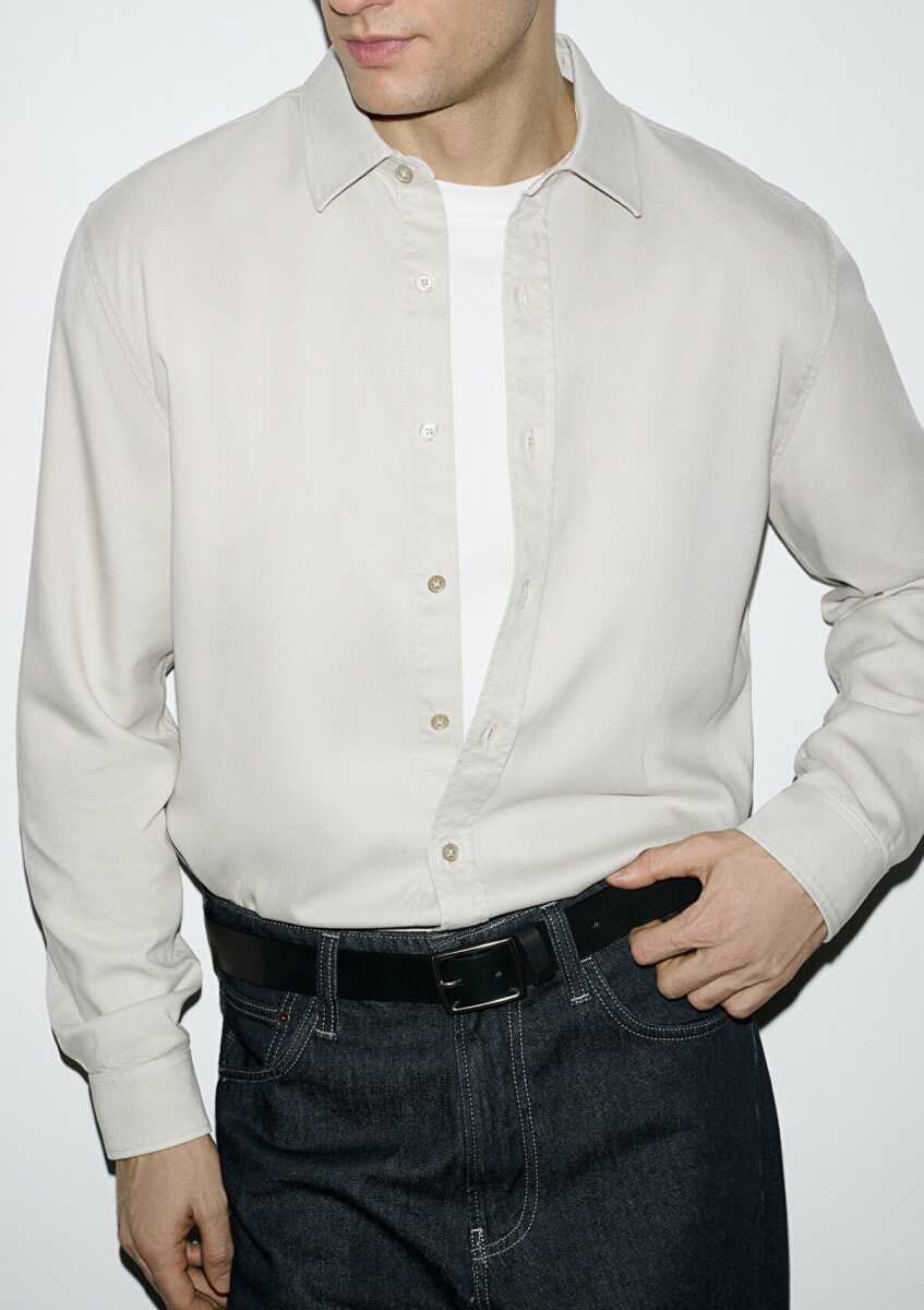 Mavi Tencel Bej Erkek Gömlek 0210818-70134 (1)