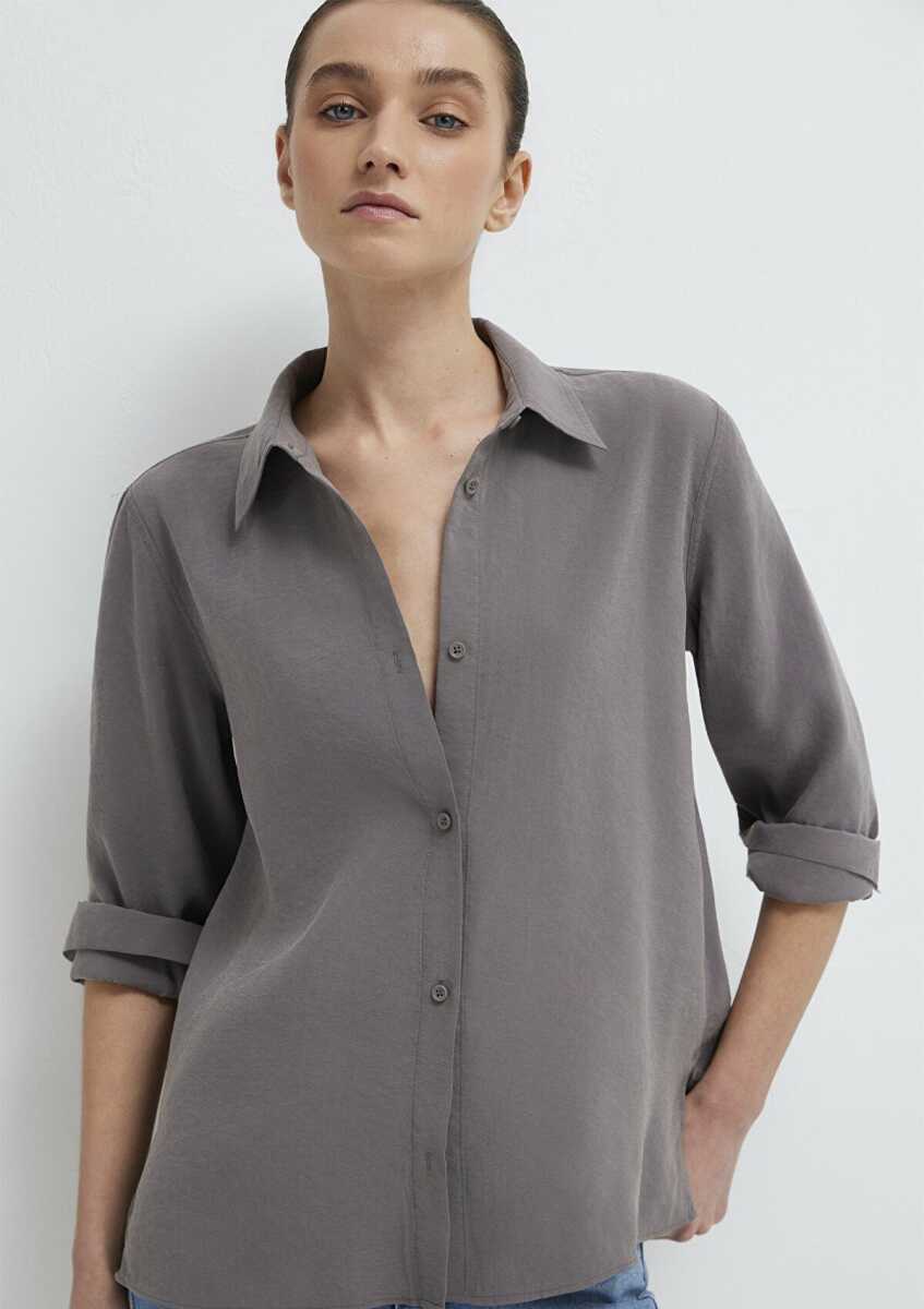 Mavi Tencel TM Liyosel Karışımlı Antrasit Regular Fit Erkek Gömlek1211374-90721 - 2
