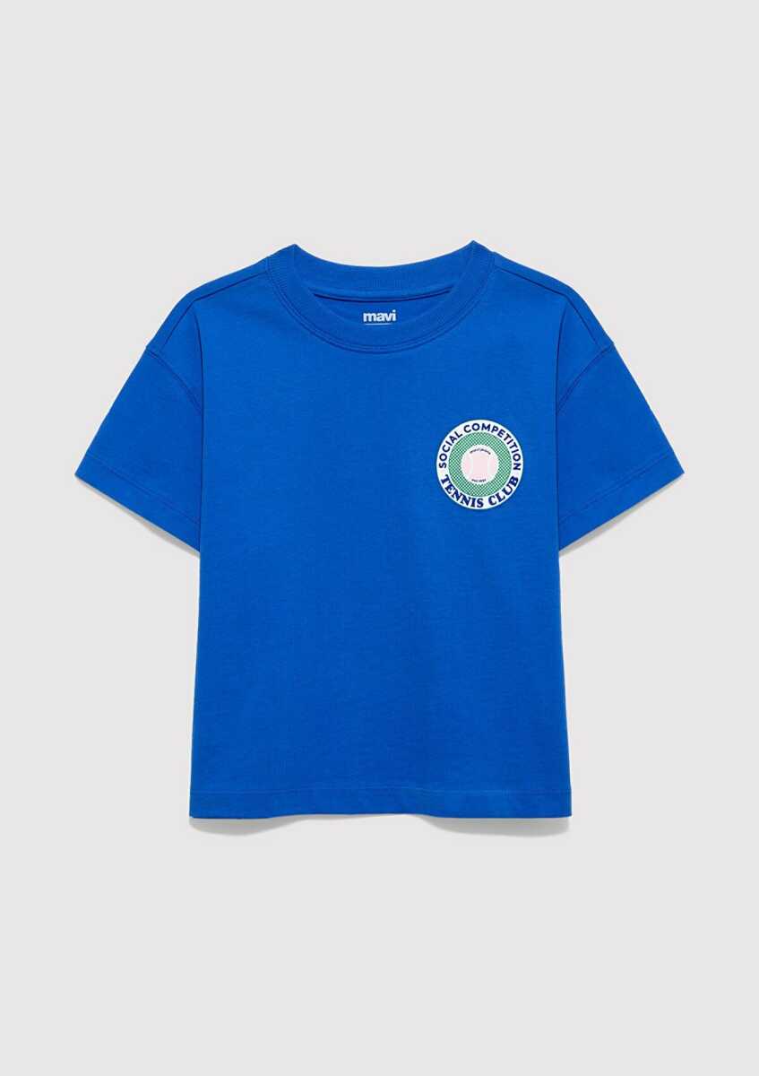Mavi Tenis Baskılı Lacivert Loose Fit Çocuk Tişört 7610395-91448 (1)
