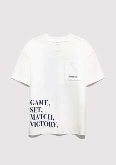 Mavi Tennis Club Baskılı Ekru Oversize Çocuk Tişört 6610400-70057