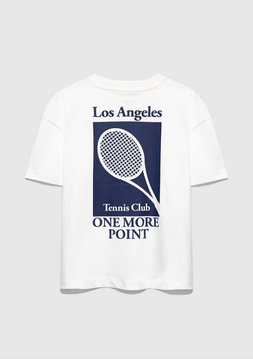 Mavi Tennis Club Baskılı Ekru Oversize Çocuk Tişört 6610400-70057 - 2