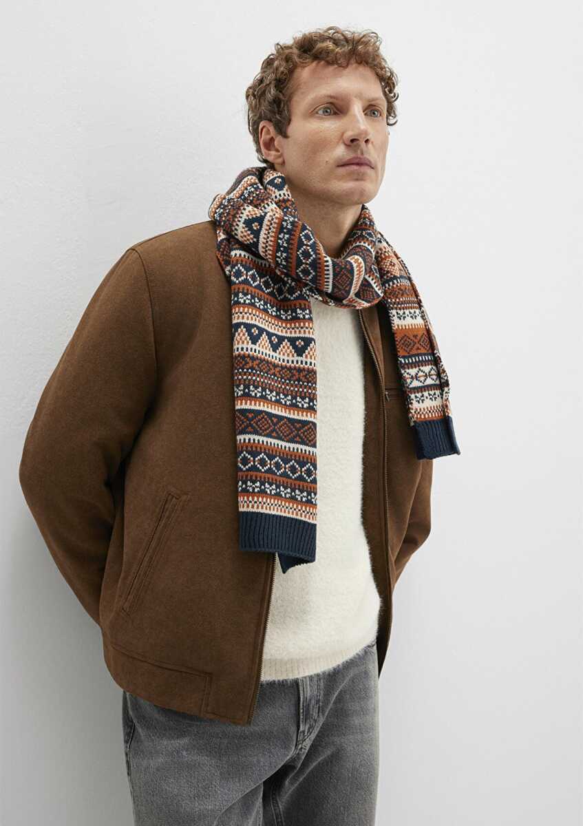 Mavi Turuncu Erkek Atkı 0912026-32579 - Mavi