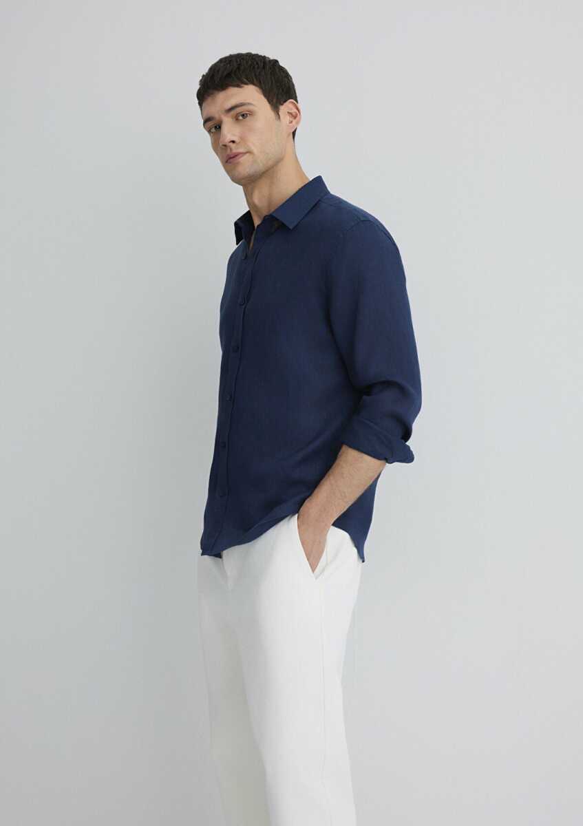 Mavi Uzun Kol Derin Lacivert Erkek Gömlek 0211466-70497 - 2