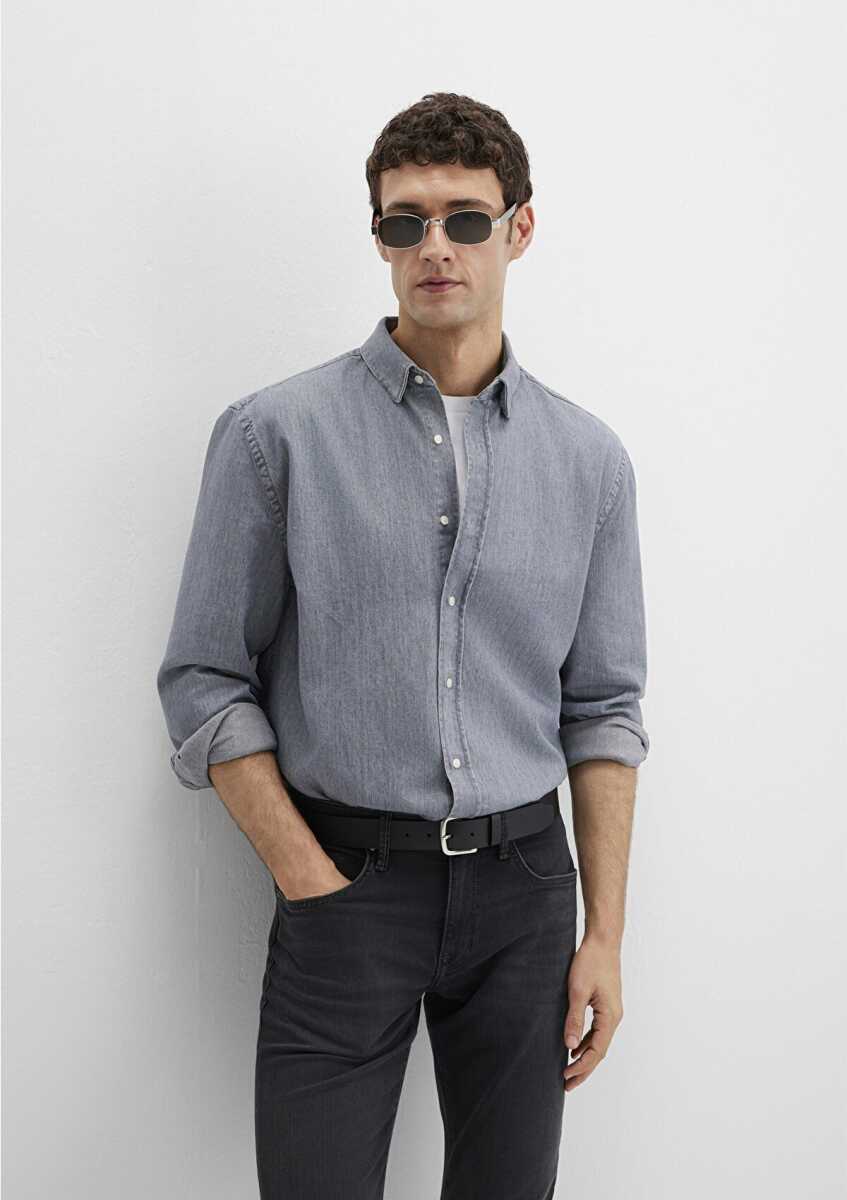 Mavi Uzun Kol Erkek Gömlek 0211765-89892 - Mavi (1)