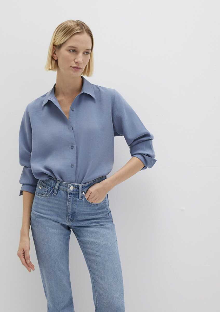 Mavi Uzun Kol Kadın Gömlek 1211373-70728 - Mavi (1)