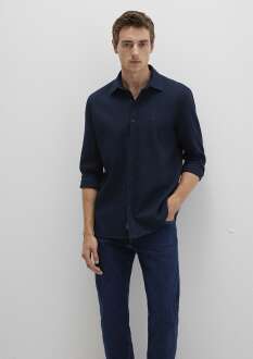Mavi Uzun Kol Lacivert Erkek Gömlek 0211656-80872 