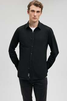 Mavi Uzun Kol Siyah Erkek Gömlek 0210294-900 