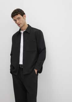 Mavi Uzun Kol Siyah Erkek Gömlek 0211677-900 