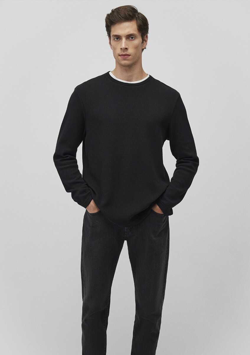 Mavi Uzun Kol Siyah Erkek Sweat 0611925-900 - Mavi (1)