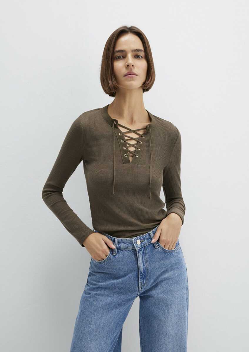 Mavi Uzun Kollu Haki Kadın Sweat 1613839-87538 - Mavi (1)