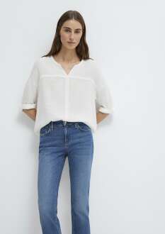 Mavi Uzun Kollu Kadın Bluz Kırık Beyaz 121357-22937 