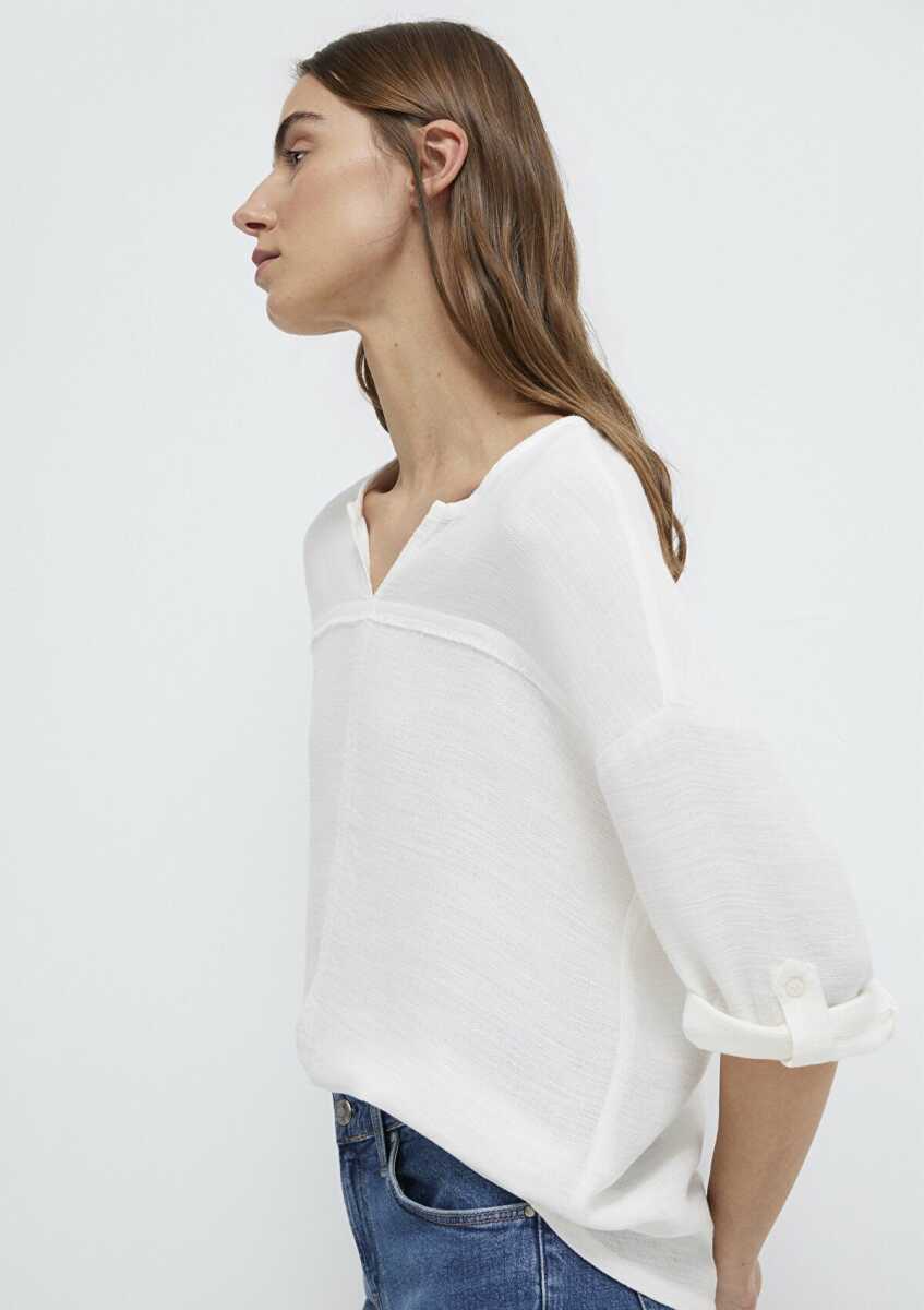 Mavi Uzun Kollu Kadın Bluz Kırık Beyaz 121357-22937 (1)
