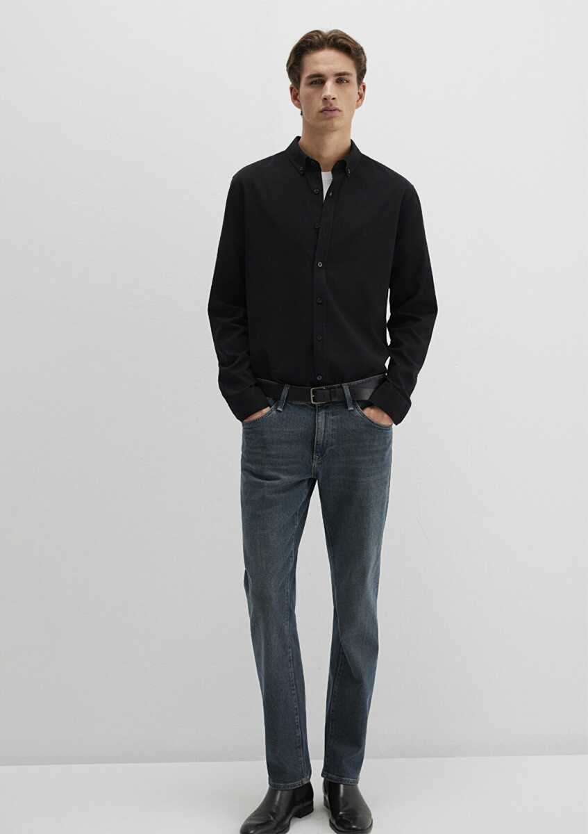 Mavi Uzun Kollu Siyah Erkek Gömlek 0211192-900 - Mavi (1)