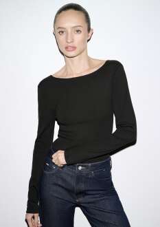 Mavi Uzun Kollu Siyah Kadın Tişört 1613855-900 