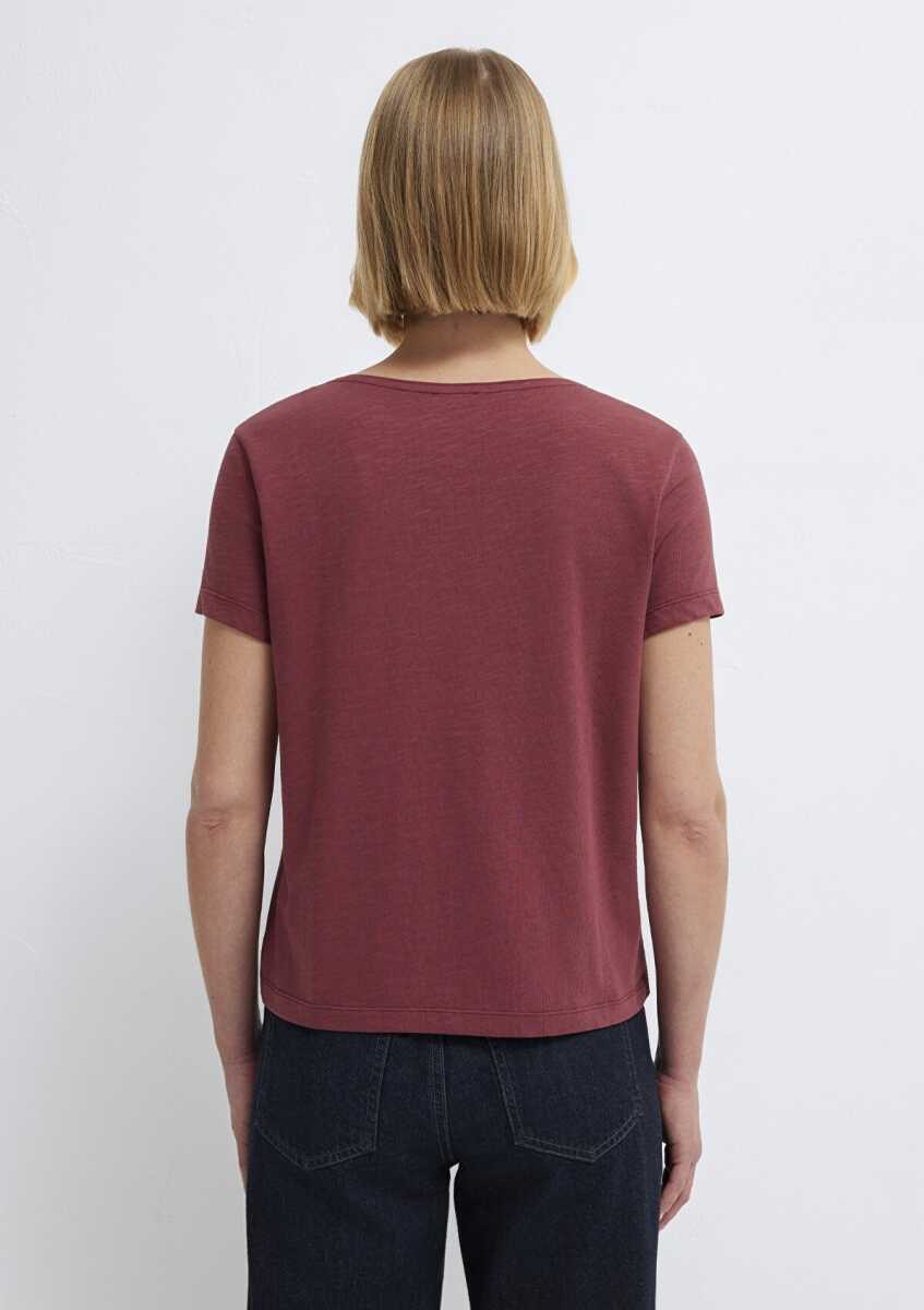 Mavi V Yaka Bordo Basic Kadın Tişört 1614176-70412 - 6