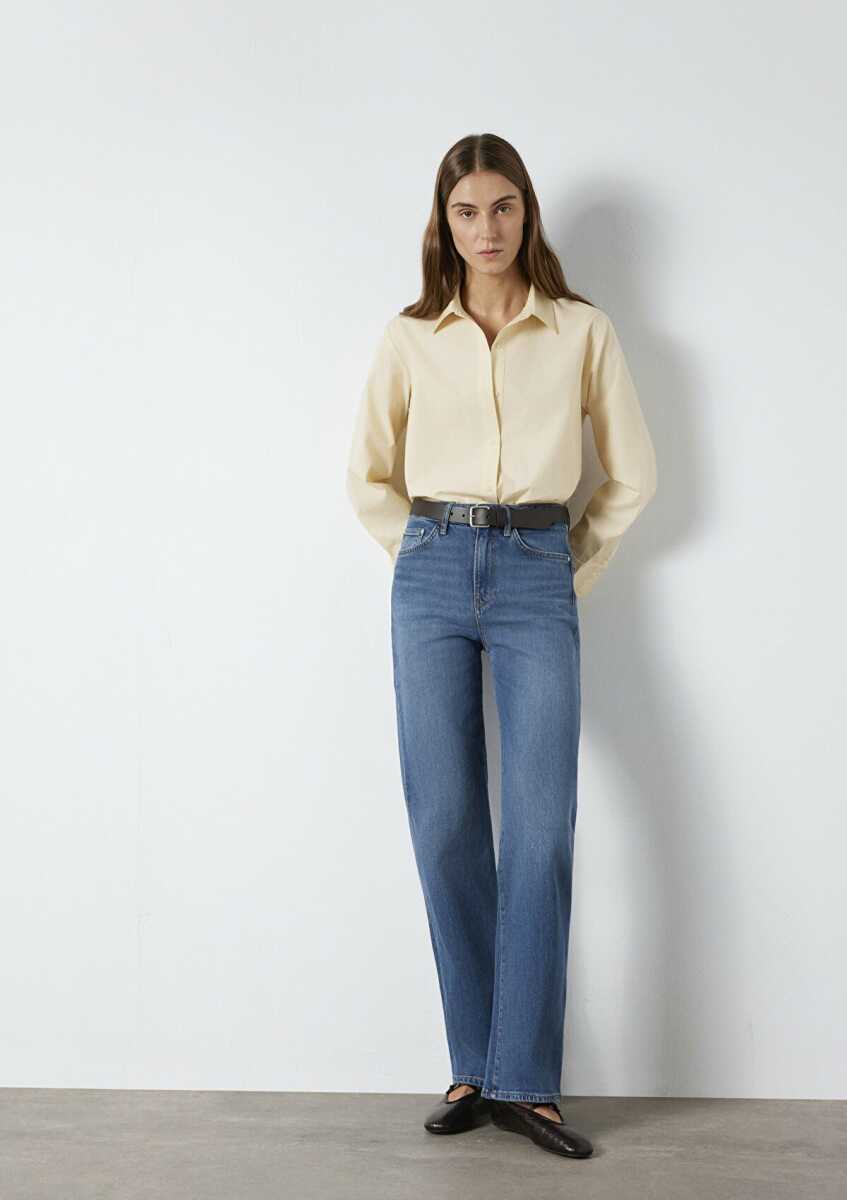 Mavi Victoria Koyu Mavi Premium Blue Wide Leg Fit Kadın Jean Pantolon 101072-A3035 - Mavi