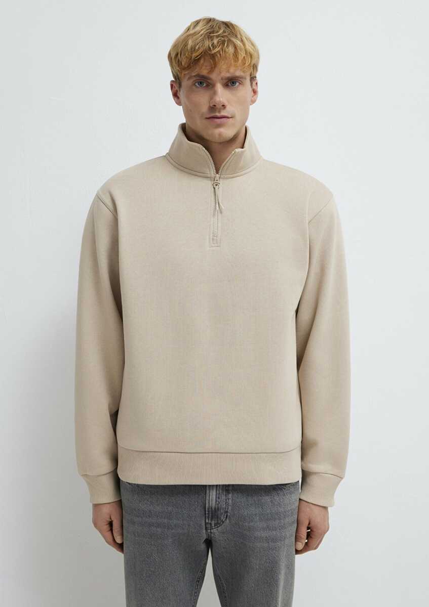 Mavi Yarı Fermuarlı Ekru Loose Fit Erkek Sweat 0S10278-70004 - 3