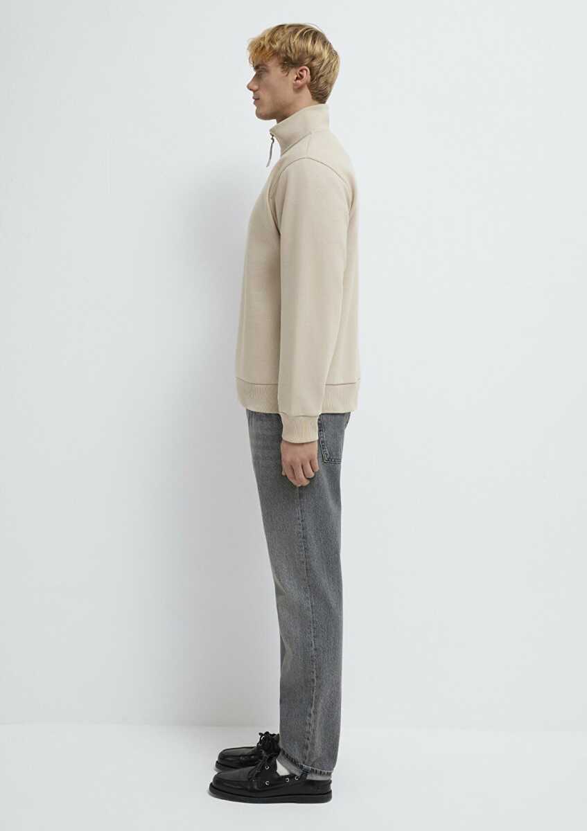 Mavi Yarı Fermuarlı Ekru Loose Fit Erkek Sweat 0S10278-70004 - 4