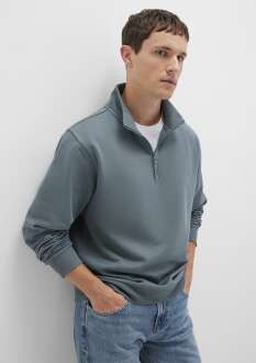 Mavi Yarı Fermuarlı Gri Basic Erkek Sweat 0S10278-80889