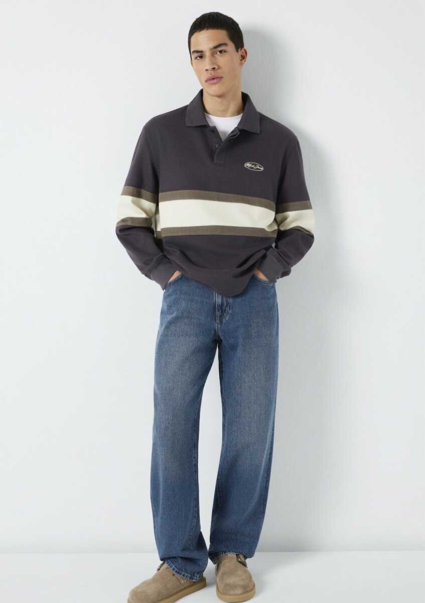 Mavi Yarı Fermuarlı Gri Loose Fit Erkek Sweatshirt 0S10575-70101 - Mavi (1)