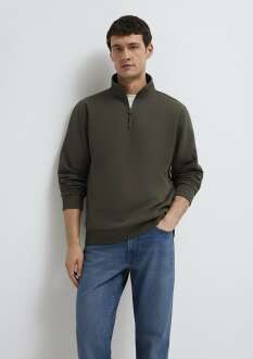 Mavi Yarı Fermuarlı Haki Basic Erkek Sweatshirt 0S10278-71553