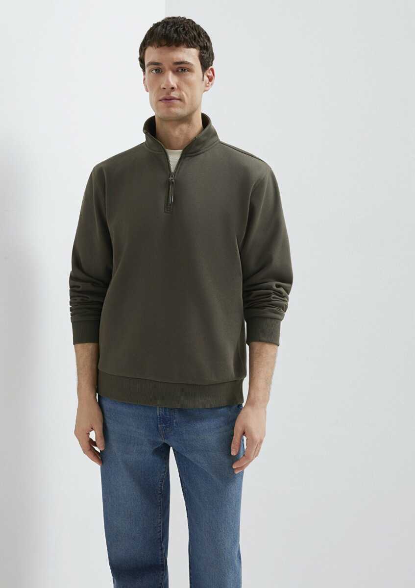 Mavi Yarı Fermuarlı Haki Basic Erkek Sweatshirt 0S10278-71553 - 2