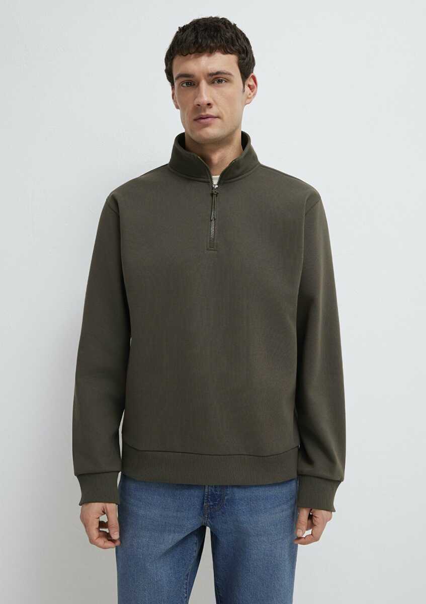 Mavi Yarı Fermuarlı Haki Basic Erkek Sweatshirt 0S10278-71553 - 3
