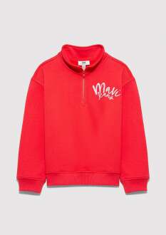 Mavi Yarı Fermuarlı Kırmızı Çocuk Sweatshirt 7S10175-70478 
