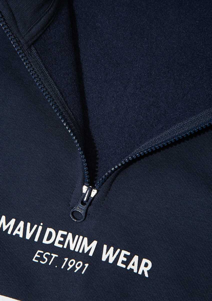 Mavi Yarı Fermuarlı Lacivert Çizgili Çocuk Sweat 6S10067-82318 - 3
