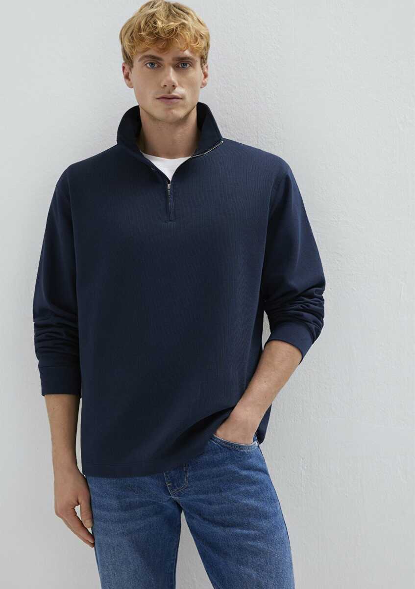Mavi Yarı Fermuarlı Lacivert Loose Fit Erkek Sweat 0S10537-86623