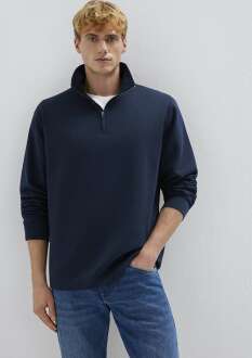 Mavi Yarı Fermuarlı Lacivert Loose Fit Erkek Sweat 0S10537-86623