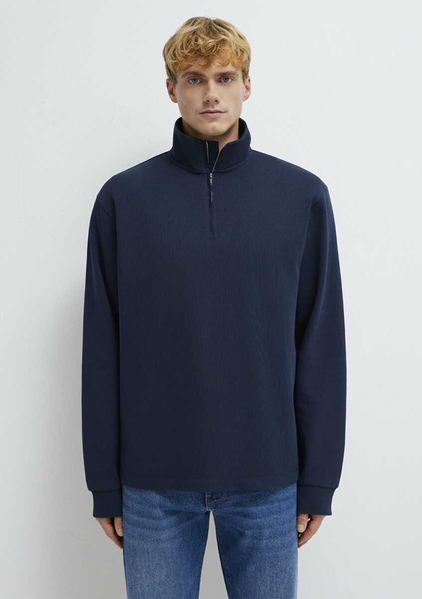 Mavi Yarı Fermuarlı Lacivert Loose Fit Erkek Sweat 0S10537-86623 - 4