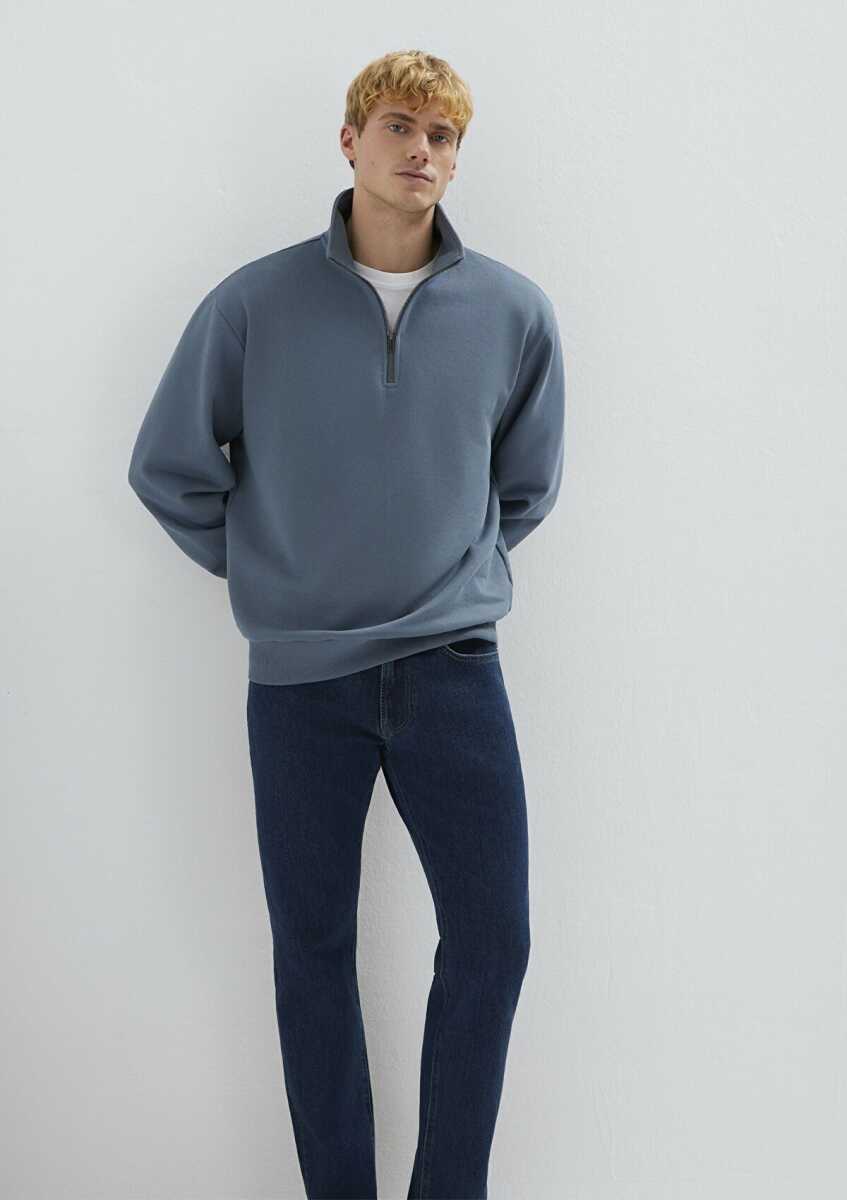 Mavi Yarı Fermuarlı Mavi Basic Erkek Sweat 0S10419-80889 - Mavi