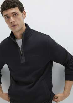 Mavi Yarı Fermuarlı Siyah Regular Fit Erkek Sweat0S10477-900 