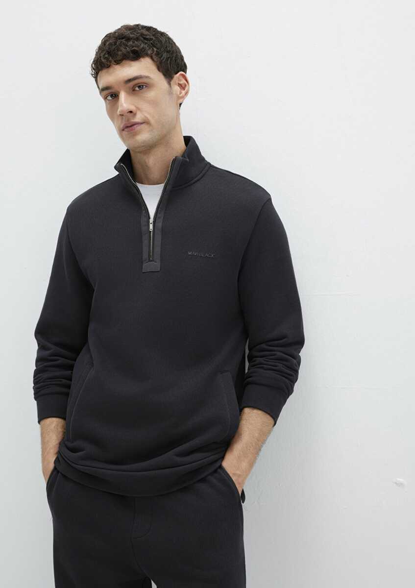 Mavi Yarı Fermuarlı Siyah Regular Fit Erkek Sweat0S10477-900 - Mavi (1)