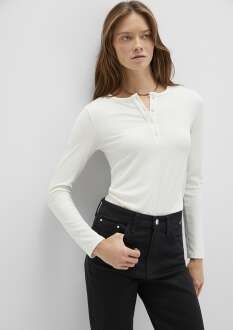 Mavi Yarım Düğmeli Basic Kadın Sweat 1613621-80194 