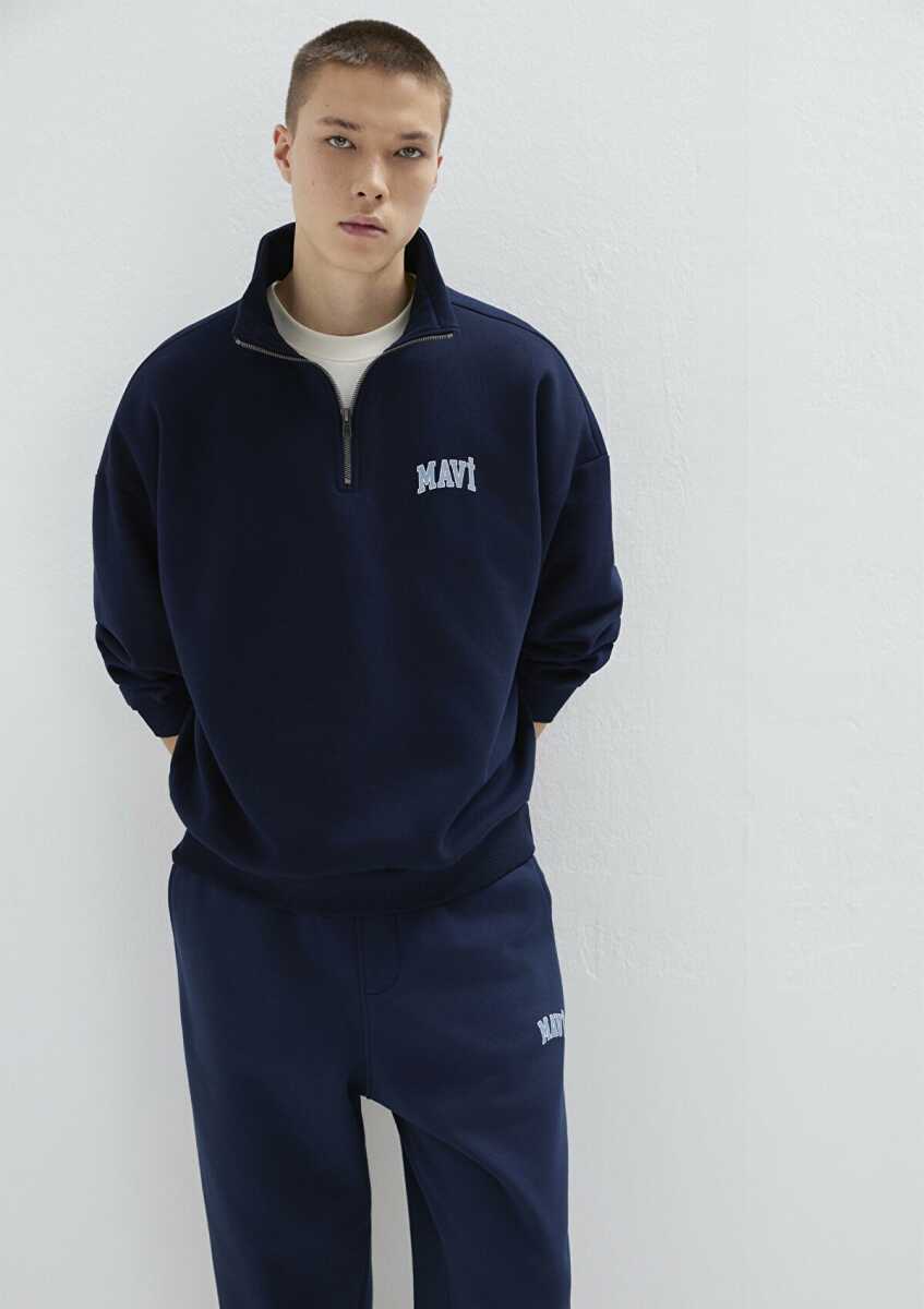 Mavi Yarım Fermuarlı Derin Lacivert Erkek Sweat 0S10208-70497 - 2