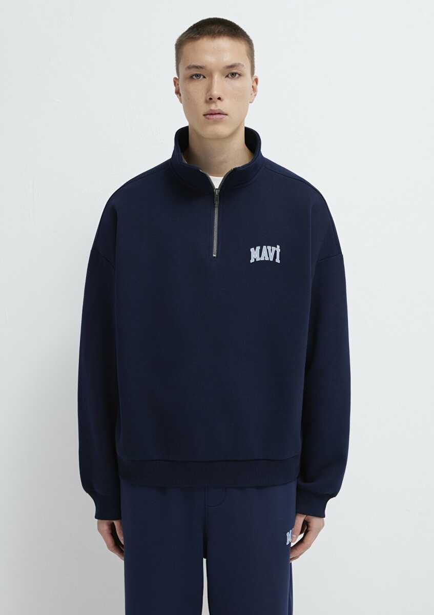 Mavi Yarım Fermuarlı Derin Lacivert Erkek Sweat 0S10208-70497 - 3