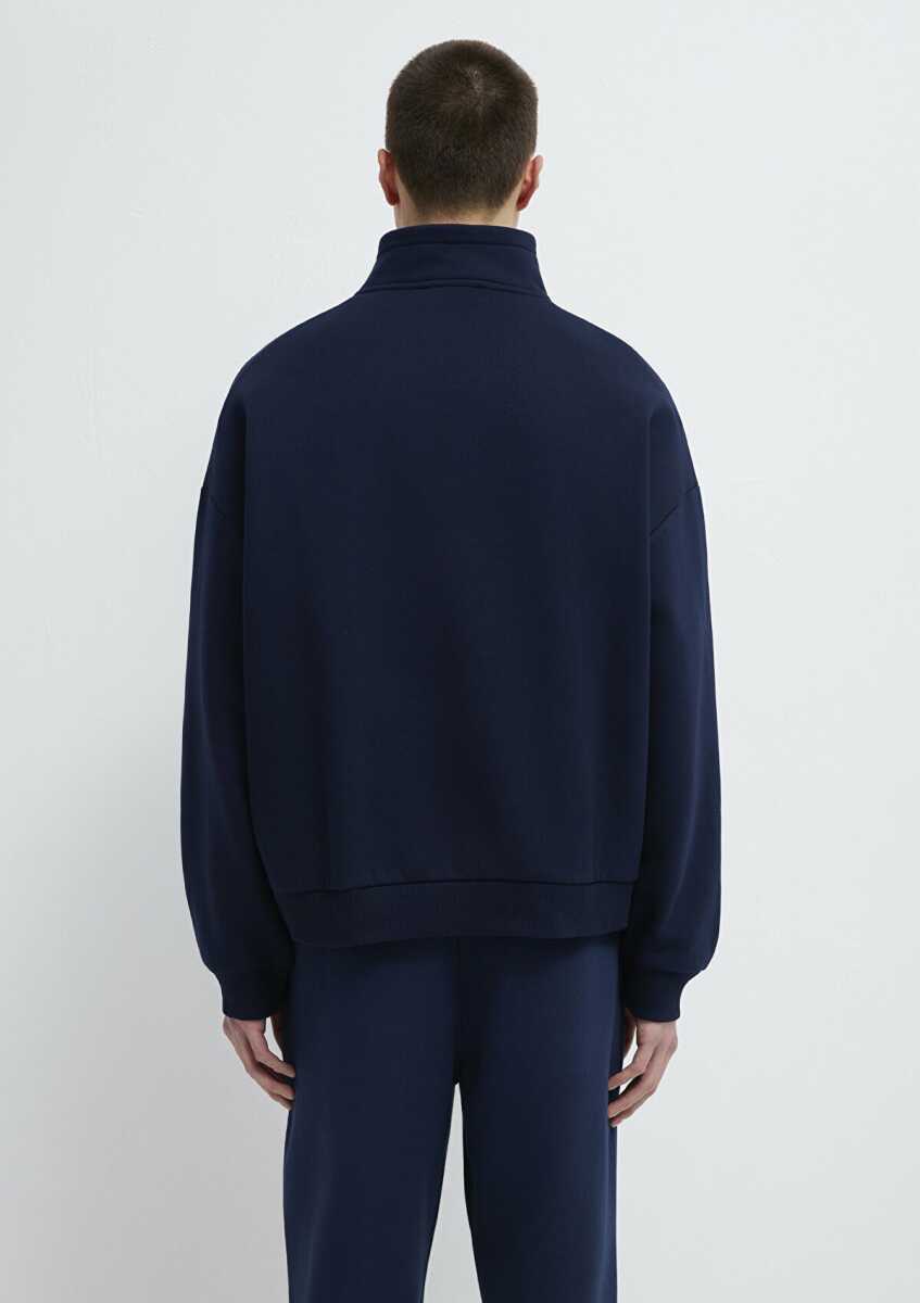 Mavi Yarım Fermuarlı Derin Lacivert Erkek Sweat 0S10208-70497 - 5