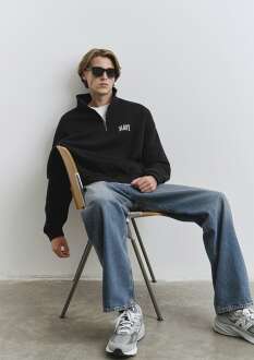 Mavi Yarım Fermuarlı Siyah Erkek Sweat 0S10208-900 