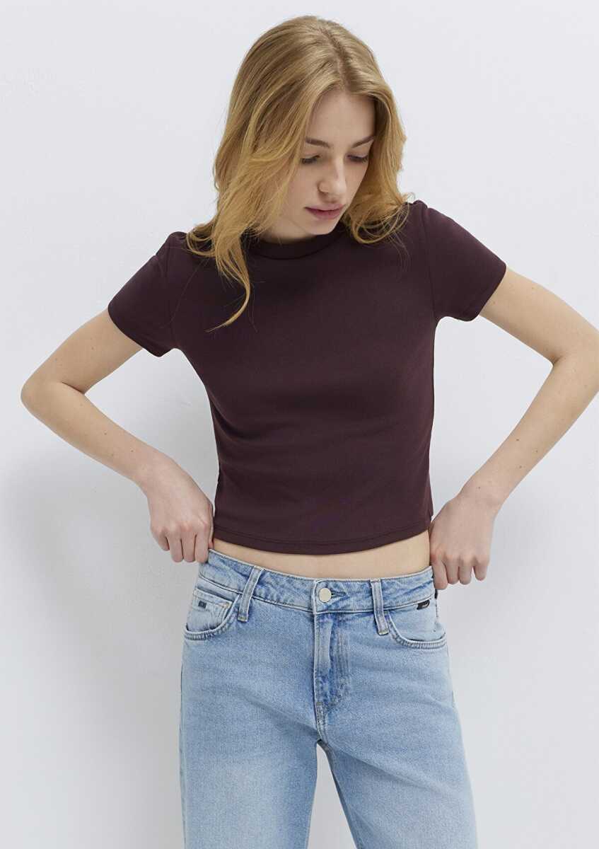 Mavi Yeşil Basic Crop Kadın Tişört 1600814-70223 - 1