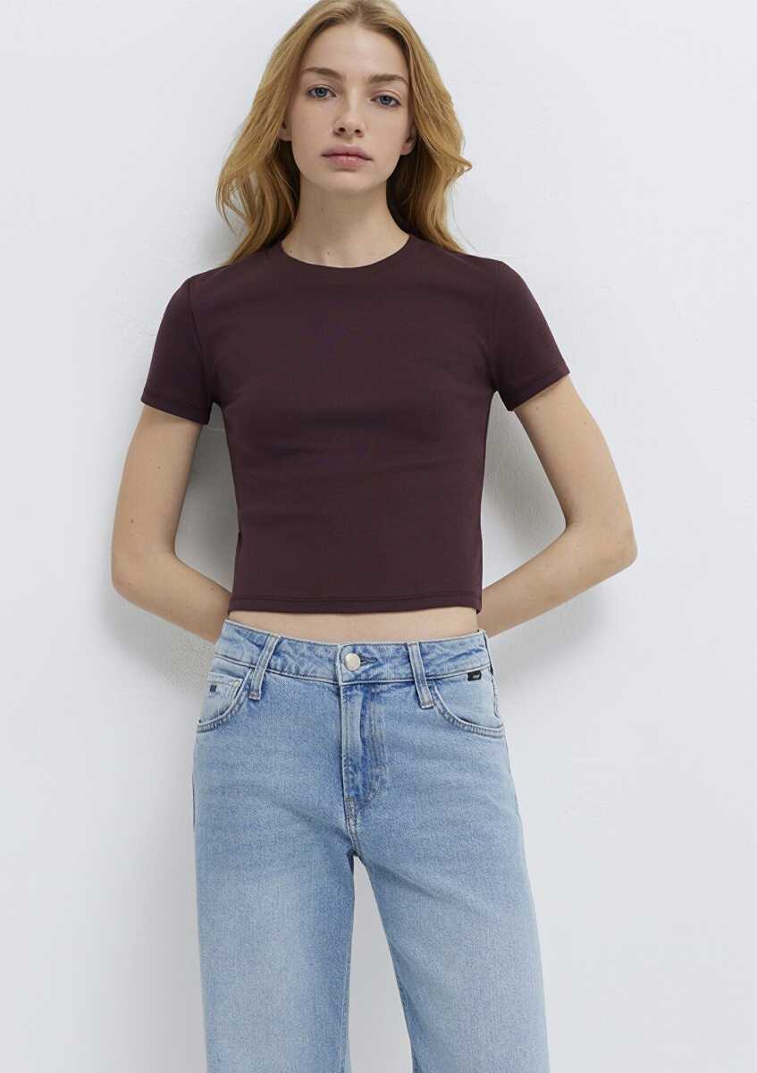 Mavi Yeşil Basic Crop Kadın Tişört 1600814-70223 - 2