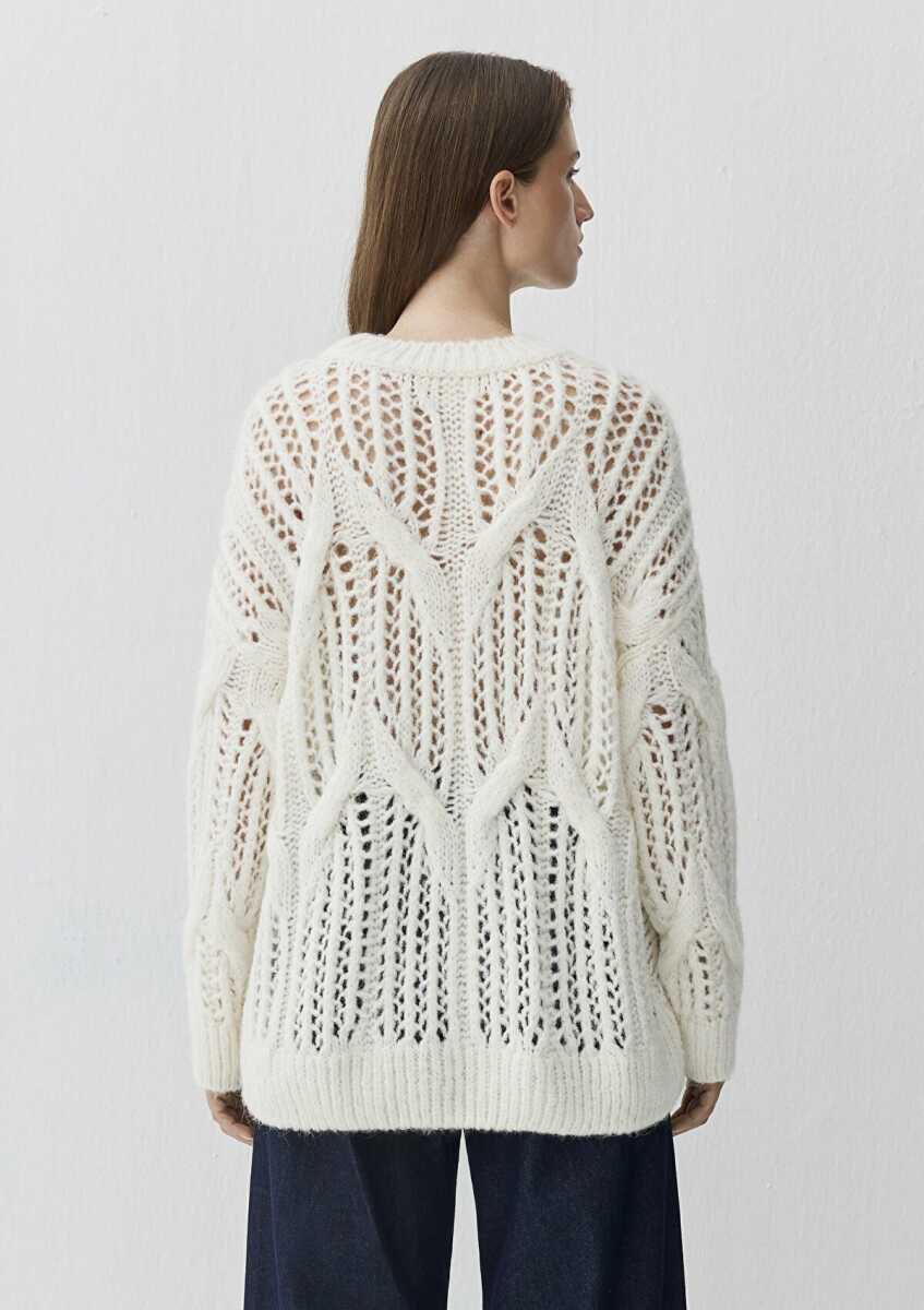 Mavi Yün Jakarlı Oversize Kadın Kazak 1710828-70057 - 4
