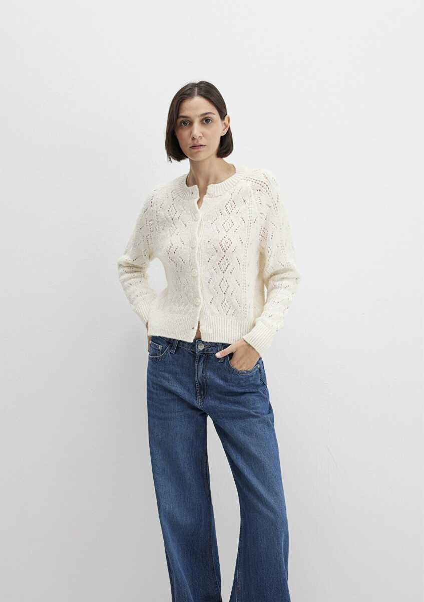 Mavi Yün Karışımlı Ekru Kadın Hırka 1710812-70057 - Mavi