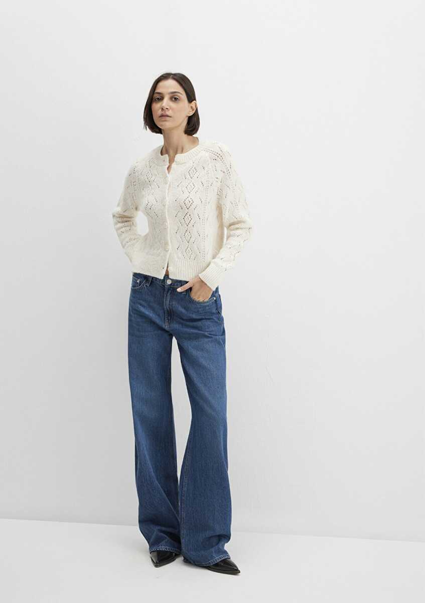 Mavi Yün Karışımlı Ekru Kadın Hırka 1710812-70057 - Mavi (1)