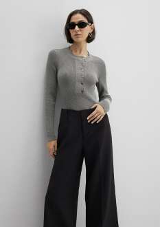 Mavi Yün Karışımlı Gri Kadın Kazak 1710830-83096 