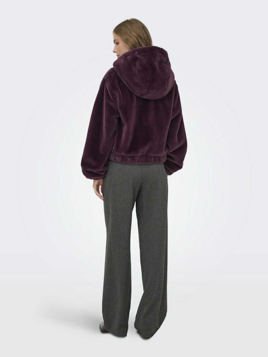Only Jdy Yola Faux Fur Hood Kadın Ceket 15359329 - 5