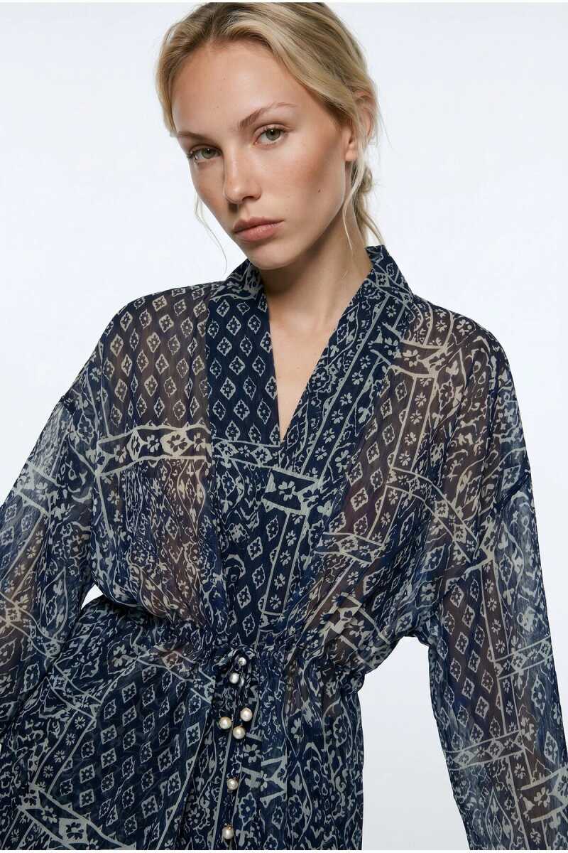 Quzu Aksesuar Detaylı Kadın Kimono - 3
