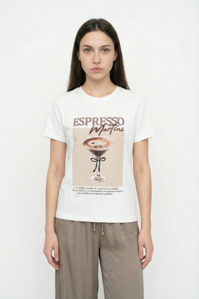 Quzu Baskı Nakış Detaylı KAdın T-shirt