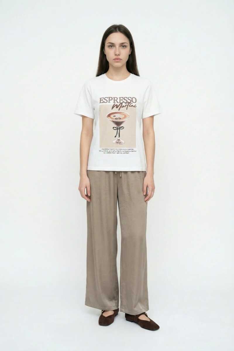 Quzu Baskı Nakış Detaylı KAdın T-shirt - 3